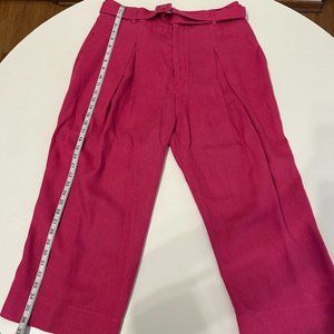FARM Rio Straight Leg Pant - Pink Belted Linen Pants